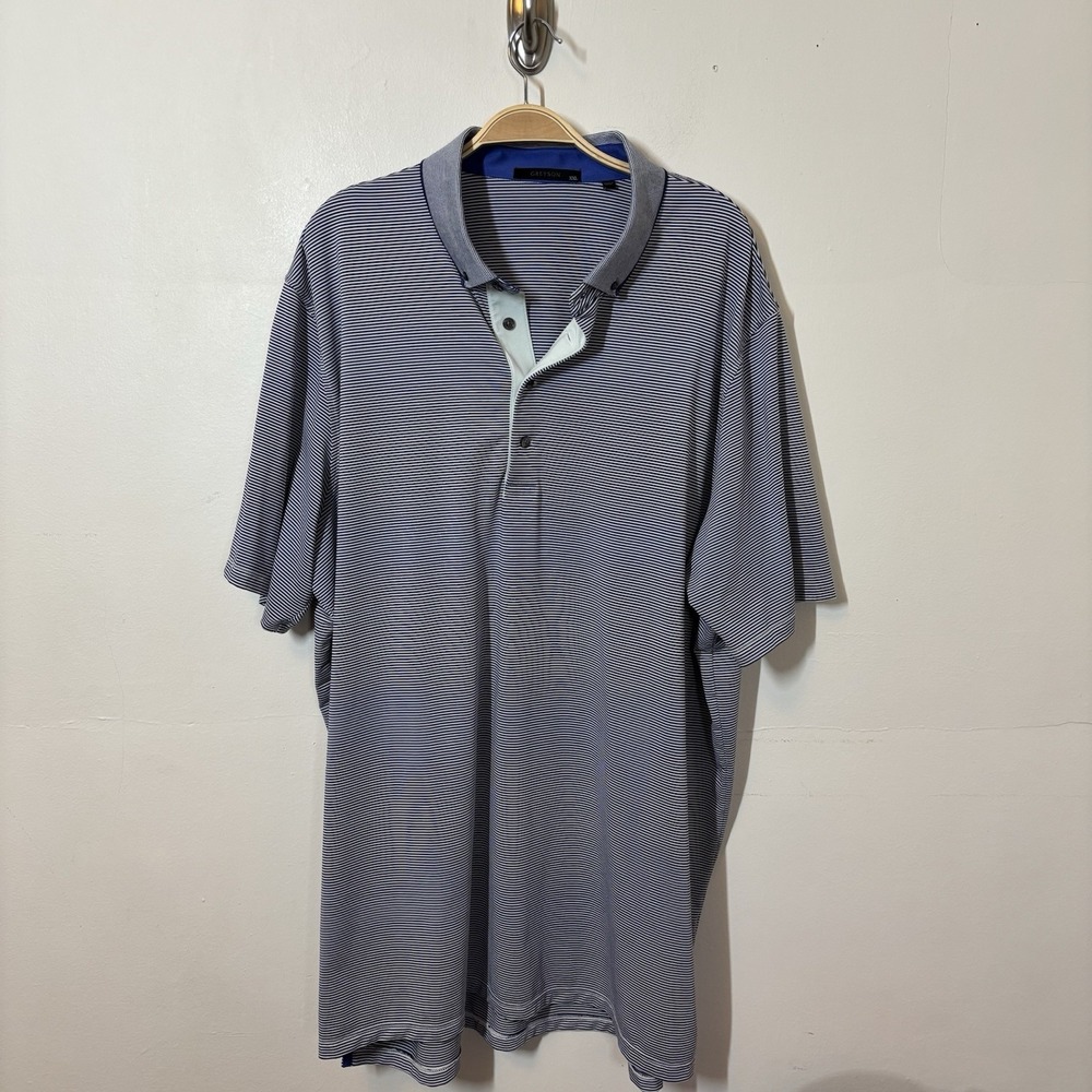 Greyson‎ Men's Polo 2XL Blue Striped Golf Performance Cutaway Collar